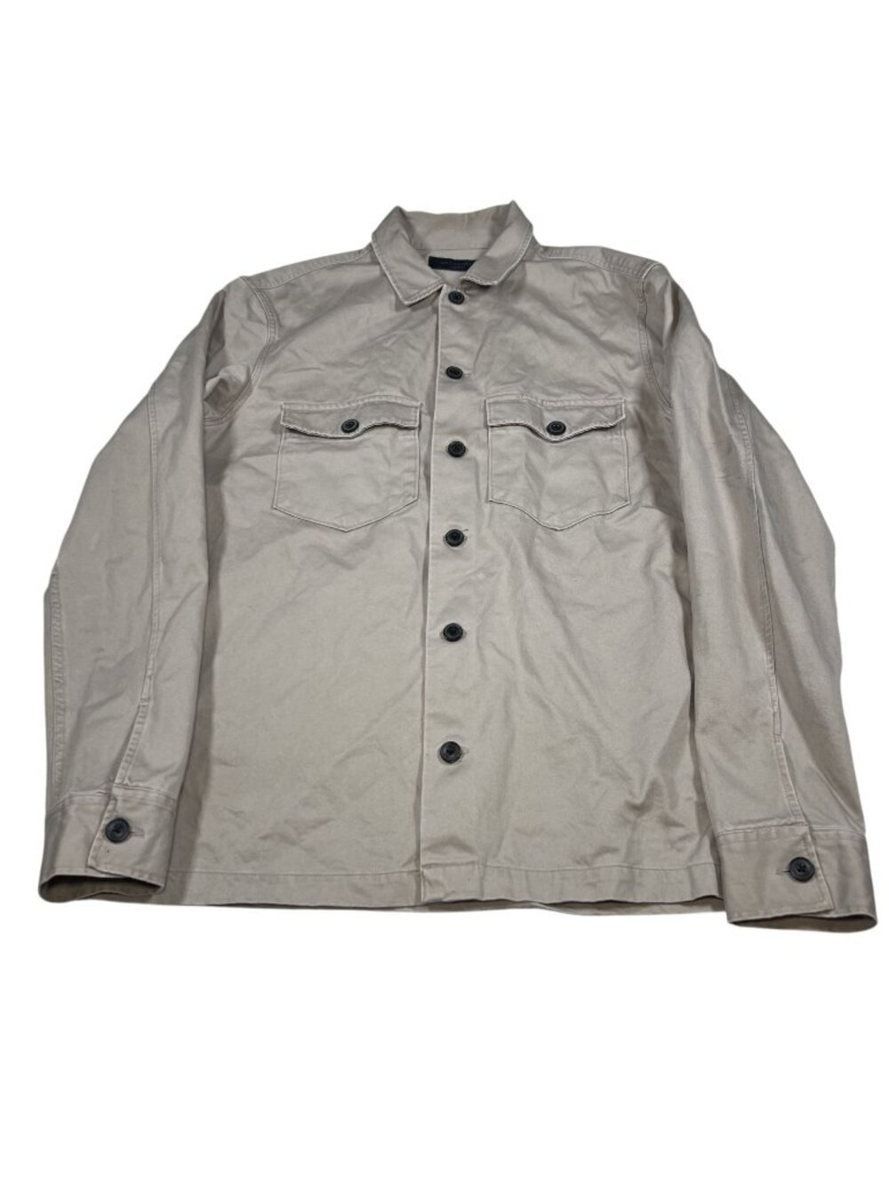 All Saints Mens Firebase Tan Long Sleeve Utility Work Cotton Shirt Size Medium